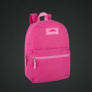 Pink Trailmaker 17" Zippered Backpack With Adjustable Padded Straps